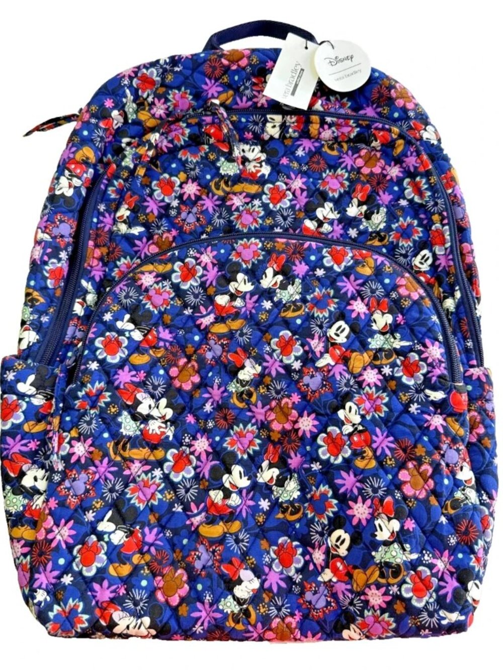 Vera Bradley Disney Backpack NEW Mickey Minnie Floral Blue Quilted Laptop Large